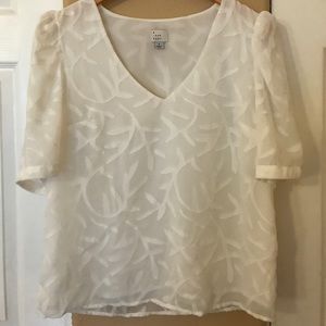 a new day 🌹 Sheer White Floral Detail Top